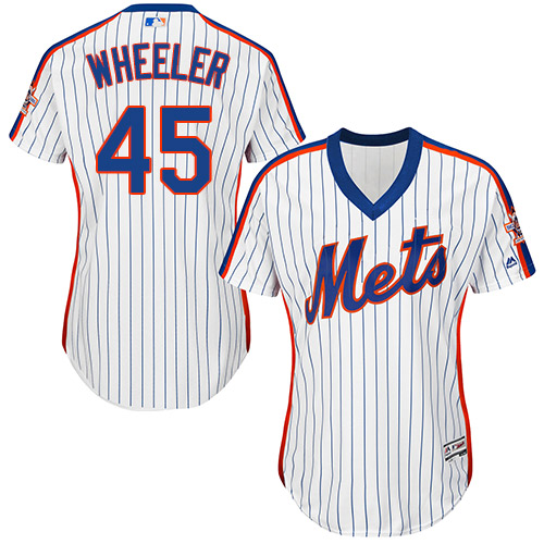 Mets #45 Zack Wheeler White(Blue Strip) Alternate Women's Stitched MLB Jersey - Click Image to Close